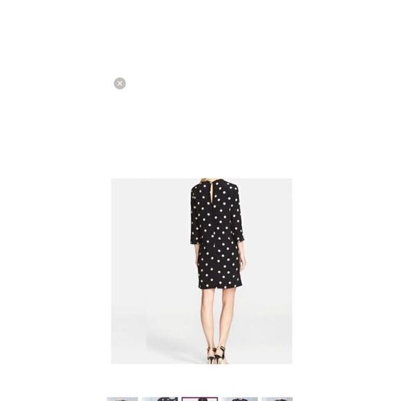 Kate Spade Women’s Size 2 Dizzy Dot Sheath Dress Black Tan 3/4 Sleeve High Neck - Picture 6 of 14